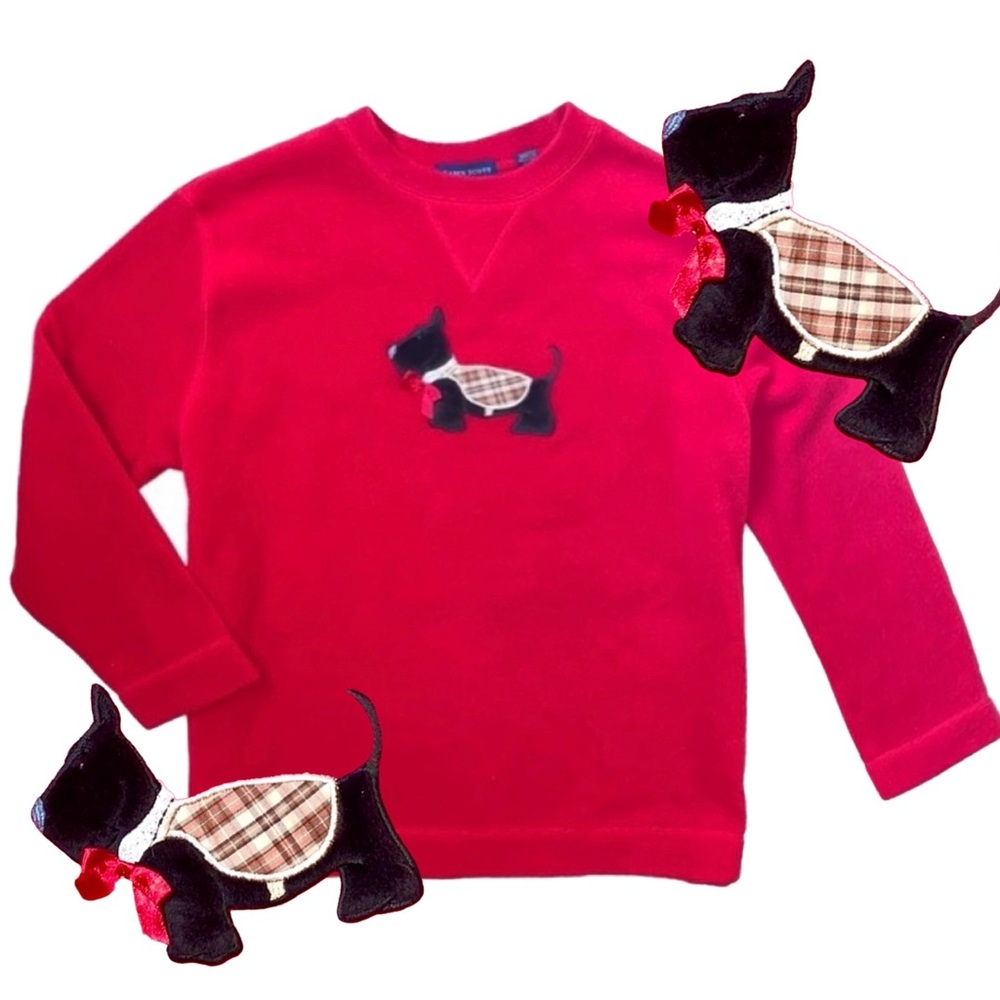 Vintage Scotty Terrier Appliqué Dog Fleece Sweater
